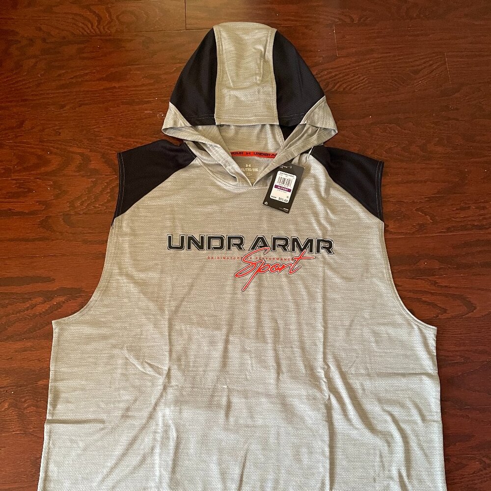 Under Armour Men's Sleeveless Loose Fit 2XL Grey Hoodie